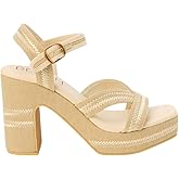 BEACH by Matisse Womens Adelaide Platform Block Ankle Strap Casual Sandals Casual High Heel 3" & Up - Brown