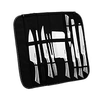 VonShef 9 Piece Assorted Kitchen Knife Carry Wrap Set With Zip Up Carry Case - Stainless Steel, Black