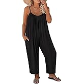 RITERA Plus Size Romper For Women Sleeveless Jumpsuits Adjustable Strap Long Wide Leg Pant Side Pocket Dressy Flowy XL-5XL