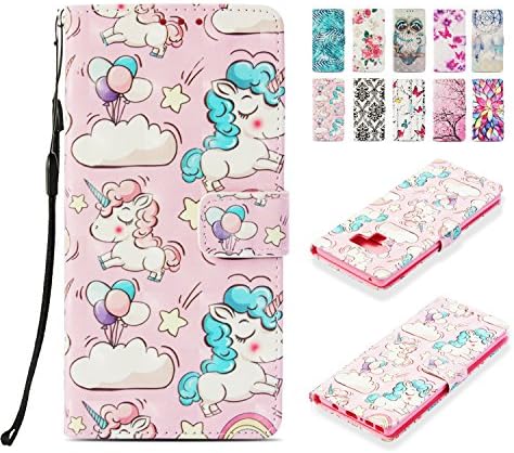 Samsung Galaxy Note 9 Leather Wallet Case, Universecase Samsung Galaxy Note 9 Flip Case Cover Unicorn 3D Painted Book Style Premium PU Full Body Protection with Kickstand Function Magnetic Closure Card Slots Holster Purse, Soft TPU Thin Silicone Inner Back Cover 360 degrees Protective Skin Cover for Samsung Galaxy Note 9