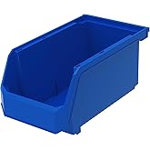 ReadySpace Plastic Containers for Organizing and Storage Bins for Closet, Kitchen, Office, Garage or Pantry Organization, Stackable Bins, Large (14.8" x 8" x 7"), 6-Pack, Blue