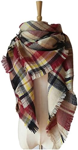 Vinchou Stylish Warm Blanket Scarf Gorgeous Wrap Shawl (Black Claret)