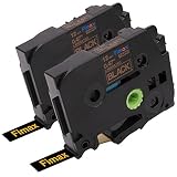 Fimax Compatible Label Tape Replacement for Brother Ptouch TZe-334 TZe334 Gold on Black 12mm 0.47 for PT-1280 PT-D210 PT-H100 PTD400 Label Makers (2Pack 0.47" x 26.2')