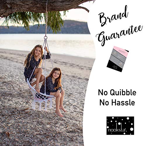 Nooksta Macrame Hanging Chair Swing Chairs Included Cushion & Hanging KIT for Indoor Outdoor, Hammock Stand, Ceiling or Tree Swing. Blue Vine Cushion - Thumbnail 7
