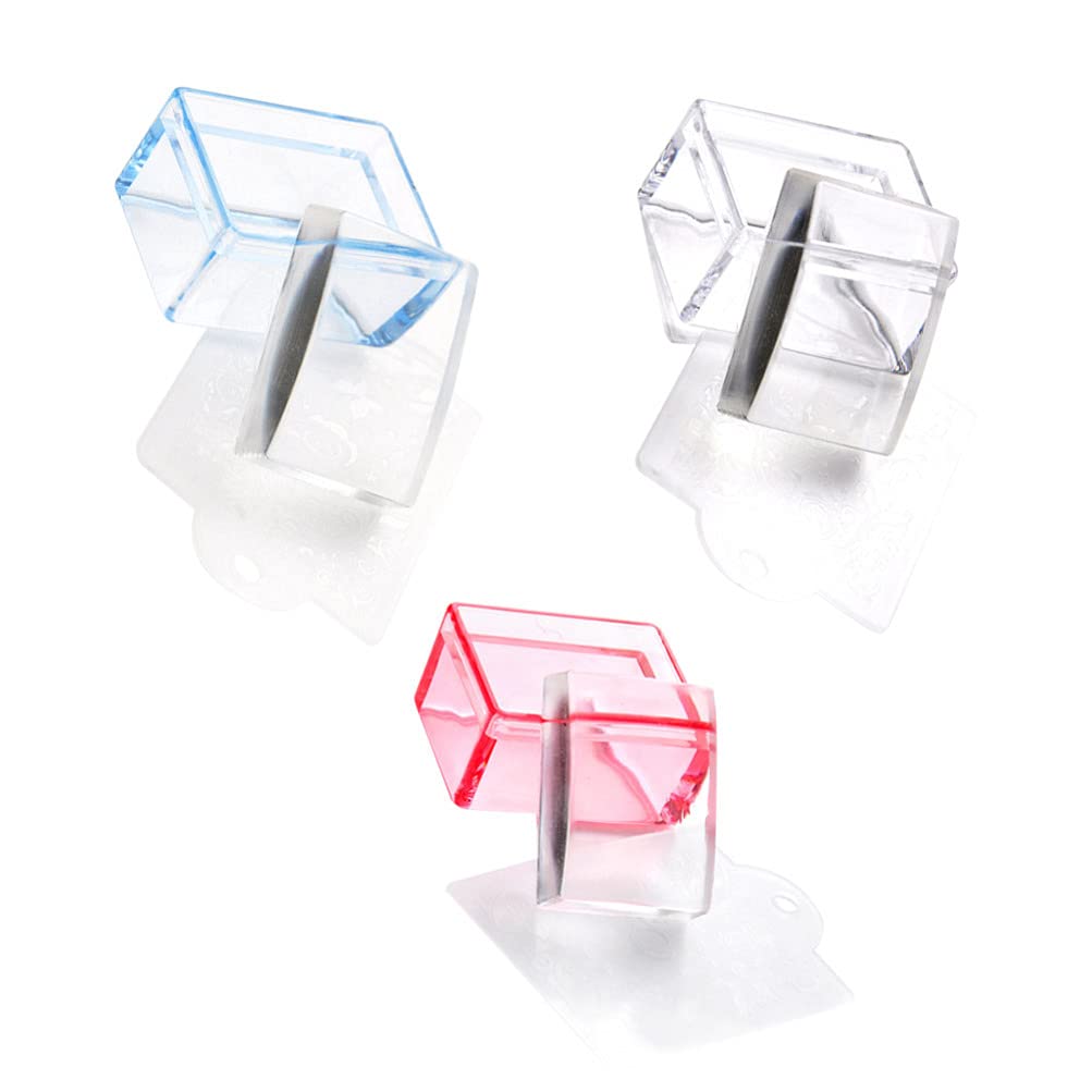 Minkissy 3 Sets Transparent Stamper Silicone Nail Art Stamper Clear Jelly Stamper Nail Stamping Tool for DIY Nail Art Tool