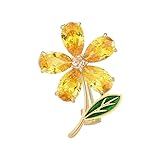 EMEGCY Yellow Crystal Flower Brooch for Women