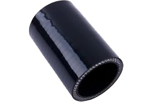 LUXERAD 1 inch Silicone Straight Hose,ID 1 (25mm),Length 3"(76mm),4-Ply (5.4mm) Reinforced Turbo/Intercooler/Intake Piping Coupler Industrial Hydraulic Hoses Black (1, Black)