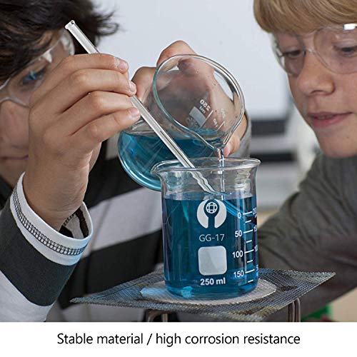 6 Pack Glass Beaker Set 600ml 400ml 250ml 100ml 50ml 25ml Thick Borosilicate Glass Graduated Measuring Low Form Beakers with 1 Brush, Label Papers - Lab Chemistry Beaker