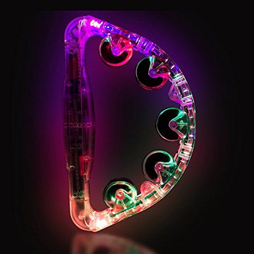 LACGO LED Light up Tambourine Multi-color Flashing Sway Bells for Bar Party KTV (Pack of 2)