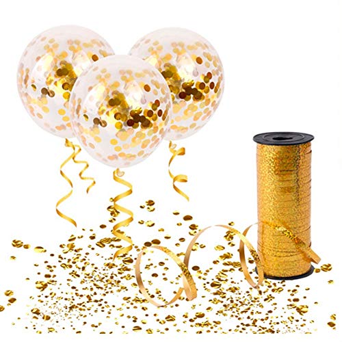 ZEKUI 20pcs 12''Black and Gold Jumbo Confetti Balloons Tassels Party