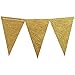 Ling's moment 10 Feet Paper Pennant Banner Triangle Bunting Garland Double Sided Glitter Flags Banner Vintage Style Pennant Banner for Gold Party, Wedding, Baby Shower, Event & Party Supplies, 15pcs