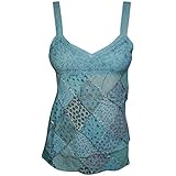 Mogul Interior Women's Blouse Tank Top Embroidered Spaghetti Strap Sexy Back Boho Tops XS
