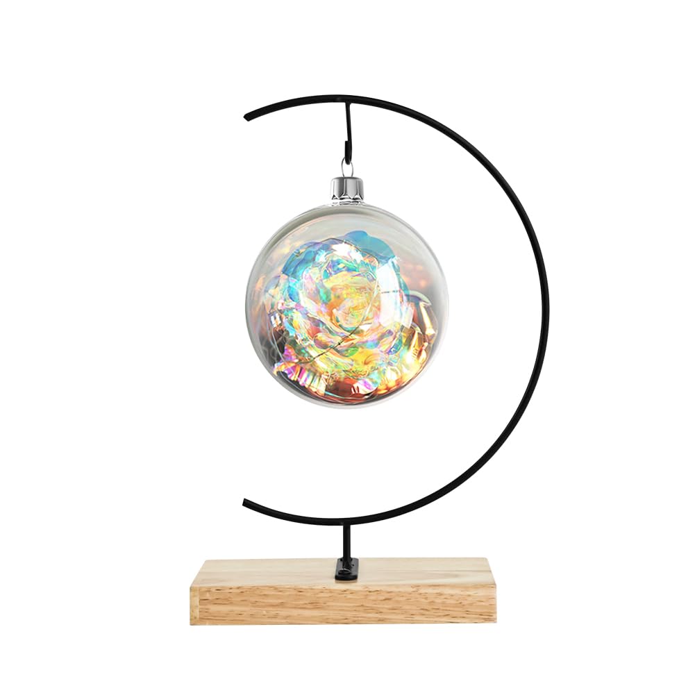Fosinz Ornament Display Stand Square Wood Iron Hanging Stand Wedding Candle Holder for Hanging Glass Globe Air Terrarium Ball Christmas Ornament Home Decoration