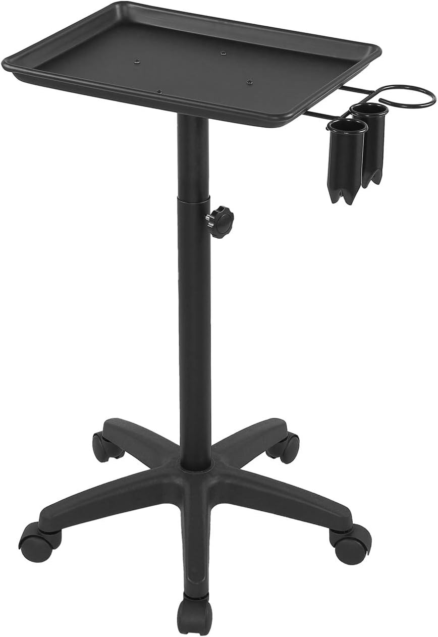 Salon Tray Beauty Rolling Trolley Cart Hair Spa Equipment Height Adjustable with Wheels Hairdressing Tattoo Storage Black: Furniture & Decor