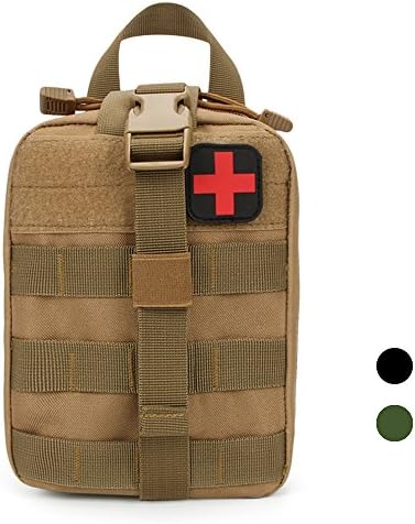 Tactical EMT Pouch, Lansday Military Molle Rip-Away First Aid kit Pack Utility Tool Waist Bag Pack for Outdoor Hiking Camping Running Traveling (Khaki)