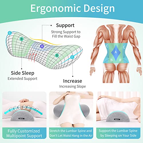 Lumbar Support Pillow for Bed Lower Back Pillow for Sleeping Lumbar