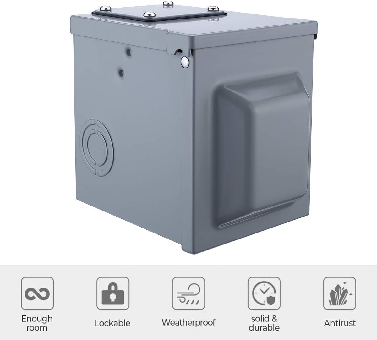 Miady 50 Amp 125/250 Volt RV Power Outlet Box, Enclosed Lockable Weatherproof Outdoor Electrical NEMA 14-50R Receptacle Panel, For RV Camper Travel Trailer Motorhome Electric Car Generator. - - 