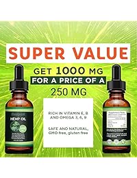 Hemp Oil for Pain Anxiety Relief - 1000mg- Anti Inflammatory, Joint, Mood & Sleep Support -100% Natural Organic Hemp Drops, Premium Seed Grade, Pure Hemp Seed Oil Extract, Zero THC CBD Cannabidiol