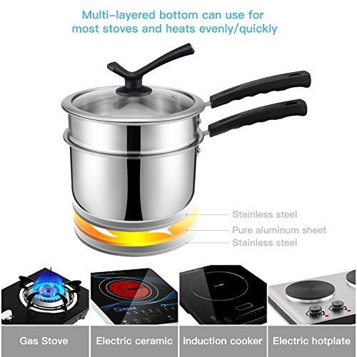 Double Boilers&Classic Stainless Steel NonStick Saucepan,Steam Melting