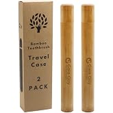 Gaia Guy Bamboo Toothbrush Travel Case 2 Pack - Portable Bamboo Toothbrush Holder Great for Plastic-Free Travel, Camping and Zero Waste Living