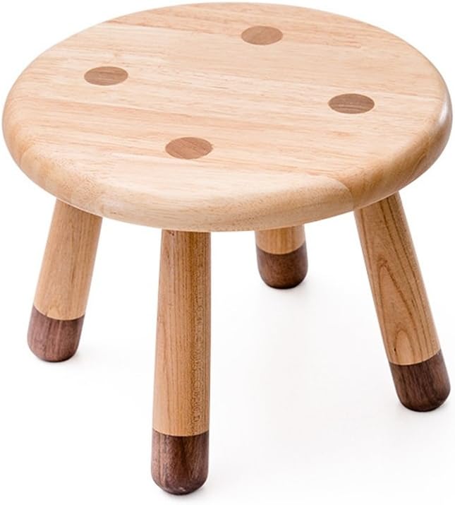 JUNDENGZI Simple Solid Wood Children's Stool Small Round 26 * 20 * 20cm