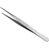 Adecco LLC Stainless Steel Tongs tweezer with precision serrated tips for surgical & sea food (8")