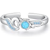 Lmoneta Cross Rose/Tree of Life/Evil Eye/Turtle/Fox Pearl/Heart Wings Ring for Women 925 Sterling Silver Jewelry for Wife Girlfriend Mon