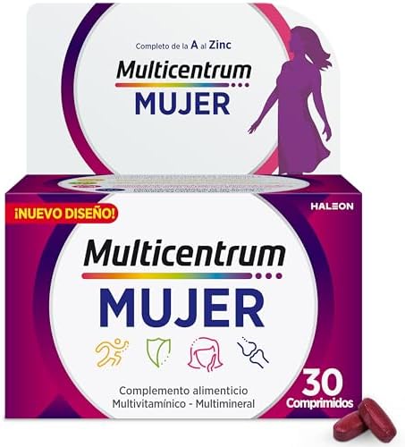 Suplemento alimentar multivitamínico feminino multicentrum com 13 vitaminas e 11 minerais, sem glúten, 30 comprimidos