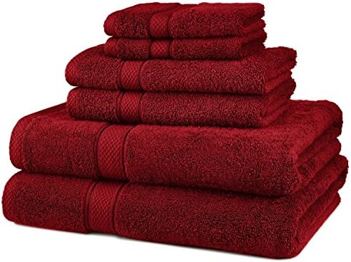 Pinzon Egyptian Cotton 6-Piece Towel Set, Cranberry, New