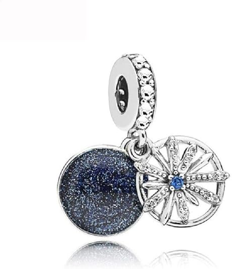 Blaue Schneeflocken Anhänger Perlen Fit Pandora Charms Silber 925