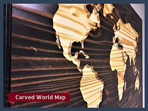 Wood Wall Art, Wood World Map, The greatest Adventure is what lies ahead, JRR Tolkien quote, custom quote sign, Stained Wooden Map, Carved