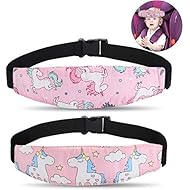 Baby Carseat Head Support,Car seat Straps Pillow Support Ban,Stroller Neck Relief Strap Headrest,Slumber Sling Sleep Positioner for Toddler Infants Child Children Kids(Pink Unicorn)