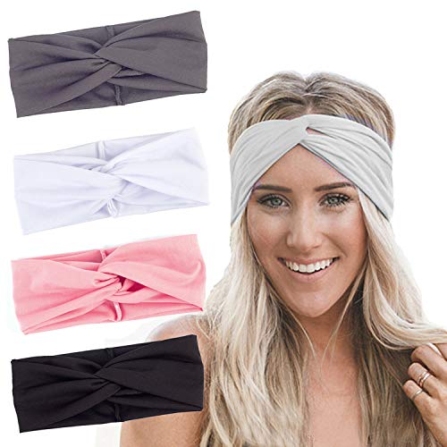 RIOSO Turban Headbands for Women Twisted Boho Headwrap Yoga Workout Sport Thick Head Bands(4 Pack) - Thumbnail 7