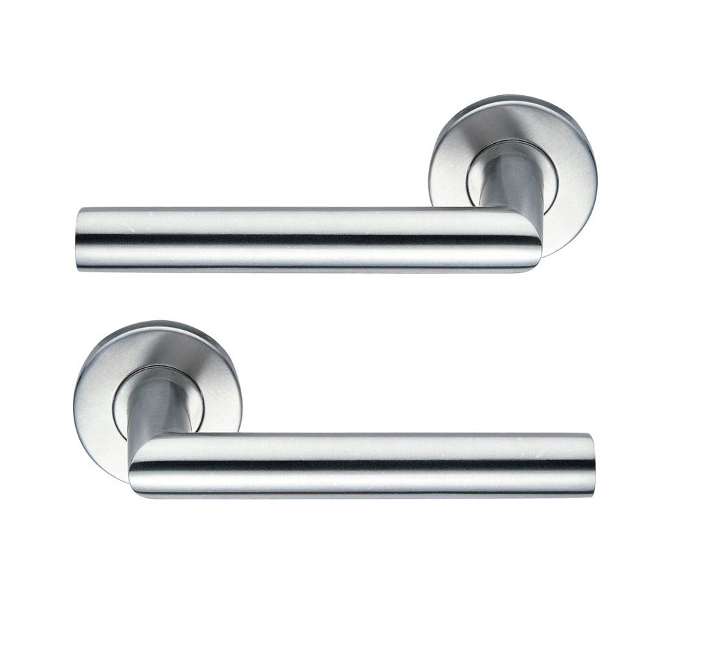 Bricard Tempo Disco 666452 Pair of Door Handles on Stainless Steel Rosette 7 mm Square