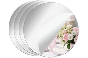 CEUQIESO 4 Pcs Acrylic Round Mirrors, 12 inch Mirror Centerpieces for Tables, Circle Mirror Tiles Self Adhesive Mirror Stickers for Wall Home Living Room Bedroom Decor(Thickness 2 mm) (12 inch/30cm)