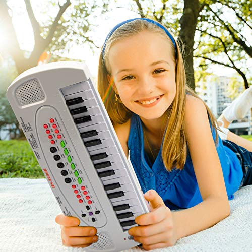 SAOCOOL Keyboard Piano for Kids, 32 Keys Multifunction Electronic Kids Piano Keyboard Music Toy Instruments for Kids with Microphone (White)