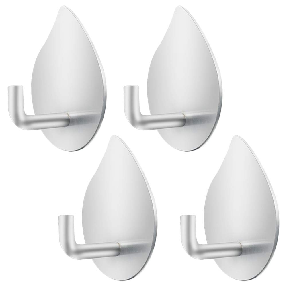 4 Pack Self Adhesive Hooks, Heavy Duty Stainless Steel Sticky Hanger, Waterproof Heavy Duty Stick on Sticky Hooks for Hanging Bathroom Home Kitchen Office Closet