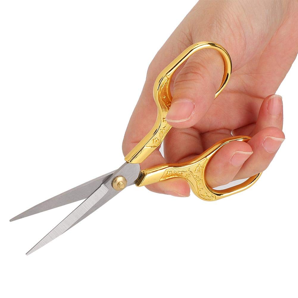 4.9 Inch Vintage Sewing ScissorsVintage Scissors for Stitch Cutting Embroidery Sewing Handcraft Craft Art Work DIY Tool(Gold) Other Sewing Embroidery Supplies