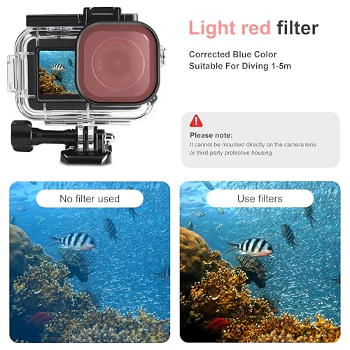FitStill 196FT/60M Waterproof Case&3 Filters&Floating Hand Grip Stick Set Compatible for DJI Osmo Action 5 Pro Action 4 Action 3,Snorkeling Surfing,Wakeboarding Protective Cover Shell Accessories Kit