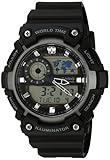 Casio Men's 'Super Illuminator' Quartz Resin Casual Watch, Color:Black (Model: AEQ-200W-1AVCF)