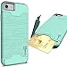 CoverON SecureCard Series Designed for APPLEiPhone SE 2022 / SE 2020 / iPhone 8/7 Case, Credit Card Holder Kickstand Hybrid Phone Cover - Mint Teal