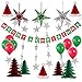 yotruth 25pcs Christmas Party Paper Decorations Indoor and Outdoor Include Handmade Paper Stars Latten Trees Honeycomb hat Balloons Christmas Banner