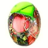 25x18mm Oval Cabochon CAB Flatback Semi-precious Gemstone Ring Face (Multi-Color Sea Sediment Jasper & Pyrite)