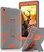 TOPSKY Case for All-New Amazon Fire HD 8 2016 (6th Gen),[Kickstand Feature],Shock-Absorption/High Impact Resistant Armor Defender Case for Fire HD 8 Tablet (6th Gen, 2016 Release), Grey/Orange