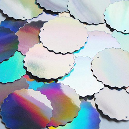 Couture Sequin Paillettes. Silver Lazersheen Reflective Metallic Wavy 1 1/2