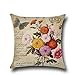 Throw Pillow Covers 18x18 Set of 4 Outdoor Pillowcases Flower Home Decorative Pillows Rose Pillows for Couch Sofa Bed Breathable Linen with Hidden Zipper