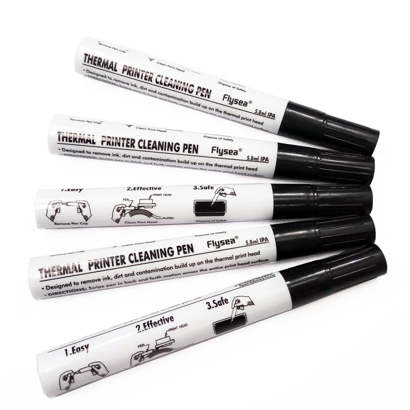 OhMill 5Pcs Thermal Printer Cleaning Pen Printer Head Cleaning Pens Card Printers Cleaner Thermal Pen Cleaner