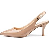 JOY IN LOVE Slingback Kitten Heels for Women Closed Pointed Toe Pumps Dress Shoes
