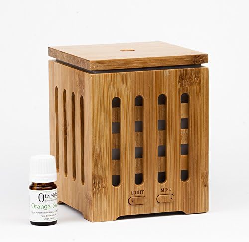 Luna The Cat Natural Bamboo 200ml Ultrasonic Aromatherapy Diffuser – 7 Colour LED Lights – Waterless Auto Shut Off
