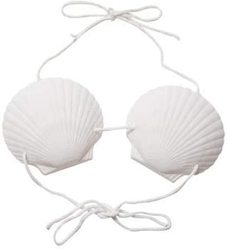 Plastic Luau Bikini Top (White Shells)